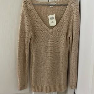 Boston Proper Taupe V-Neck Sweater